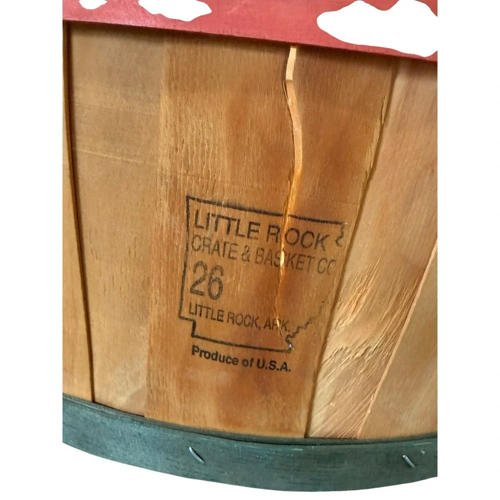 Vintage Little Rock Crate Basket Co Wood Bushel Basket No 26 Farmhouse USA Decor